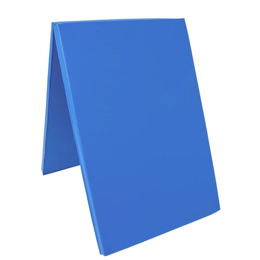 Bi-Fold Folding Exercise Mat, 6ft x 2ft, in Blue - Versatile Yoga, Workout, and Exercise Mat